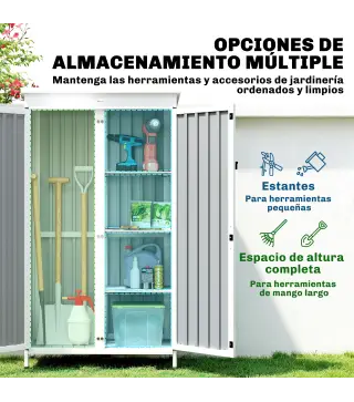 Caseta de Jardín de Madera y Acero 94x43x166 cm Armario para Herramientas con 2 Estantes Ajuatables y 2 Puertas Negro