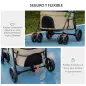 Carrito para Perros Plegable Cochecito para Mascotas con 2 Correas de Seguridad Cojín y Marco de Acero Caqui