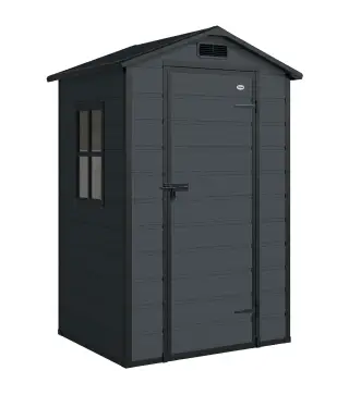 Cobertizo de Jardín Exterior 1,09 m² 128x104x196 cm con Suelo Puerta con Cerradura Ventana y Ventilación Gris Oscuro