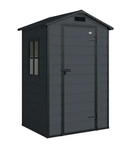 Cobertizo de Jardín Exterior 1,09 m² 128x104x196 cm con Suelo Puerta con Cerradura Ventana y Ventilación Gris Oscuro