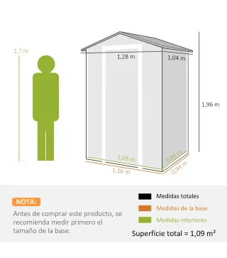 Cobertizo de Jardín Exterior 1,09 m² 128x104x196 cm con Suelo Puerta con Cerradura Ventana y Ventilación Gris Oscuro