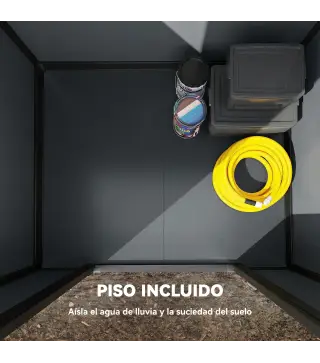 Cobertizo de Jardín Exterior 1,09 m² 128x104x196 cm con Suelo Puerta con Cerradura Ventana y Ventilación Gris Oscuro