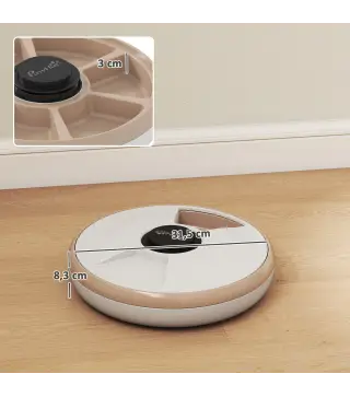 Dispensador de Comida para Mascotas Dispensador Automático 6 raciones 31,5 x 31,5 x 8,3 cm blanco