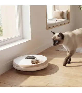 Dispensador de Comida para Mascotas Dispensador Automático 6 raciones 31,5 x 31,5 x 8,3 cm blanco