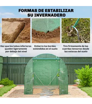 Invernadero de Exterior 2,8x2x1,9 m con Estantes Invernadero de Túnel con Puerta Enrollable 6 Ventanas de Malla Verde