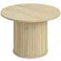 Mesa de Centro Redonda con Base de Columna con Listones para Sala de Estar Dormitorio Ø60x40 cm Natural
