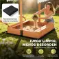 Arenero para Niños de Madera con Toldo Ajustable Mesa de Picnic con Bancos 6 Niños de 3-8 Años 184x110x120 cm Marrón