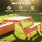 Arenero para Niños de Madera con Toldo Ajustable Mesa de Picnic con Bancos 6 Niños de 3-8 Años 184x110x120 cm Marrón