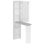 Mueble de Plancha con Espejo Tabla de Planchar Plegable 6 Compartimentos 2 Ganchos 107x35x174 cm Blanco