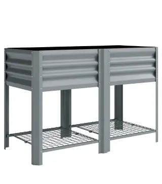 Huerto Urbano Elevado con Estante Inferior Mesa de Cultivo de Metal Galvanizado con Forro 120x55x80 cm Gris Plateado