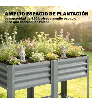 Huerto Urbano Elevado con Estante Inferior Mesa de Cultivo de Metal Galvanizado con Forro 120x55x80 cm Gris Plateado
