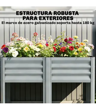 Huerto Urbano Elevado con Estante Inferior Mesa de Cultivo de Metal Galvanizado con Forro 120x55x80 cm Gris Plateado