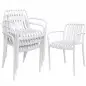 Juego de 4 Sillas de Jardín Exterior Apilables de PP con Respaldo Curvado Asiento de Listones 55x58,5x81,5 cm Blanco