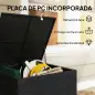 Baúl de Almacenaje Exterior de Ratán de 253L con Varilla Hidráulica Forro con Cremallera y Marco de Acero Negro
