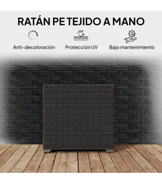 Baúl de Almacenaje Exterior de Ratán de 253L con Varilla Hidráulica Forro con Cremallera y Marco de Acero Negro