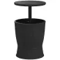 Mesa Nevera para Exterior 41 L 3 en 1 Cool Bar Mesa Auxiliar con Altura Ajustable Cubo de Hielo Tapa Elevable Negro