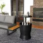 Mesa Nevera para Exterior 41 L 3 en 1 Cool Bar Mesa Auxiliar con Altura Ajustable Cubo de Hielo Tapa Elevable Negro