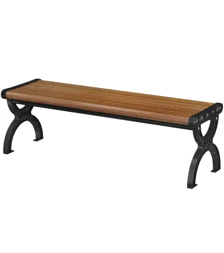 Banco de Jardín Exterior de 2 Plazas Banco Exterior con Estructura Metálica y Asiento Listonado 124x39x39 cm Marrón