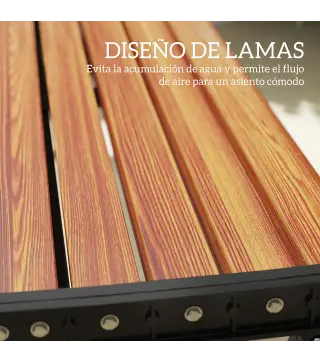 Banco de Jardín Exterior de 2 Plazas Banco Exterior con Estructura Metálica y Asiento Listonado 124x39x39 cm Marrón