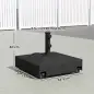 Base para Sombrilla Cuadrada con Ruedas para Sombrilla de Postes Ø35/38/48 mm, Rellenable Arena 61kg o Agua 40kg Negro