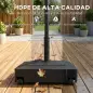 Base para Sombrilla Cuadrada con Ruedas para Sombrilla de Postes Ø35/38/48 mm, Rellenable Arena 61kg o Agua 40kg Negro