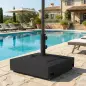 Base para Sombrilla Cuadrada con Ruedas para Sombrilla de Postes Ø35/38/48 mm, Rellenable Arena 61kg o Agua 40kg Negro