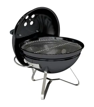 Barbacoa de Carbón Portátil Barbacoa de Carbón Redonda Tapa con Soporte Rejilla Ventilación Ajustable Ø41x44 cm Negro