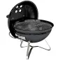Barbacoa de Carbón Portátil Barbacoa de Carbón Redonda Tapa con Soporte Rejilla Ventilación Ajustable Ø41x44 cm Negro