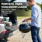Barbacoa de Carbón Portátil Barbacoa de Carbón Redonda Tapa con Soporte Rejilla Ventilación Ajustable Ø41x44 cm Negro