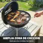 Barbacoa de Carbón Portátil Barbacoa de Carbón Redonda Tapa con Soporte Rejilla Ventilación Ajustable Ø41x44 cm Negro