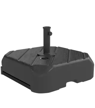 Base para Sombrilla con Ruedas Asa Telescópica para Postes Ø38 mm Ø48 mm Rellenable de Arena 72 kg o Agua 45 Litros