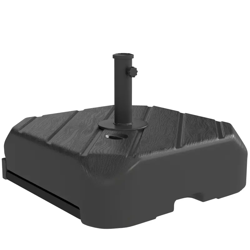 Base para Sombrilla con Ruedas Asa Telescópica para Postes Ø38 mm Ø48 mm Rellenable de Arena 72 kg o Agua 45 Litros