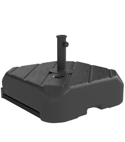 Base para Sombrilla con Ruedas Asa Telescópica para Postes Ø38 mm Ø48 mm Rellenable de Arena 72 kg o Agua 45 Litros