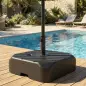 Base para Sombrilla con Ruedas Asa Telescópica para Postes Ø38 mm Ø48 mm Rellenable de Arena 72 kg o Agua 45 Litros