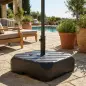Base para Sombrilla con Ruedas Asa Telescópica para Postes Ø38 mm Ø48 mm Rellenable de Arena 72 kg o Agua 45 Litros