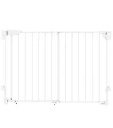 Barrera de Seguridad para Perros 74,5-111,5 cm Puerta para Perros para Escaleras con Pestillo Cierre Automático Blanco