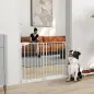Barrera de Seguridad para Perros 74,5-111,5 cm Puerta para Perros para Escaleras con Pestillo Cierre Automático Blanco