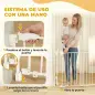 Barrera de Seguridad para Perros 74,5-111,5 cm Puerta para Perros para Escaleras con Pestillo Cierre Automático Blanco