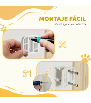 Barrera de Seguridad para Perros 74,5-111,5 cm Puerta para Perros para Escaleras con Pestillo Cierre Automático Blanco