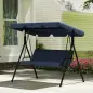 Balancín de Jardín Exterior Columpio de 3 Plazas con Toldo Ajustable y Marco de Acero 172x118x153 cm Azul Marino