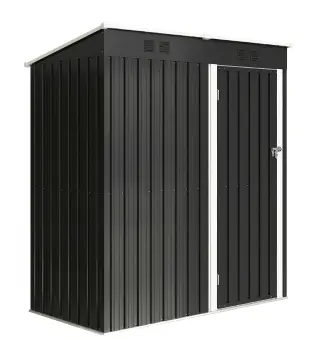 Cobertizo de Jardín Exterior 1,37 m² 163x90x179 cm con Puerta con Pestillo y Ranuras de Ventilación Gris Oscuro