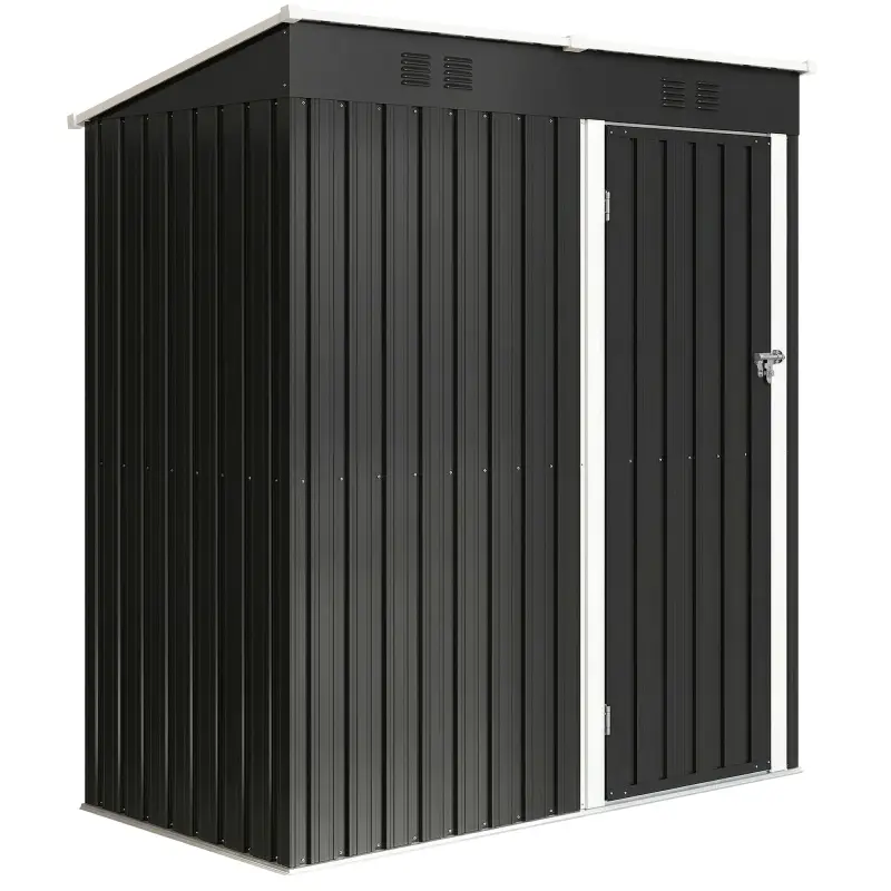 Cobertizo de Jardín Exterior 1,37 m² 163x90x179 cm con Puerta con Pestillo y Ranuras de Ventilación Gris Oscuro Cobertizo de Jardín Exterior 1,37 m² 163x90x179 cm con Puerta con Pestillo y Ranuras de Ventilación Gris Oscuro