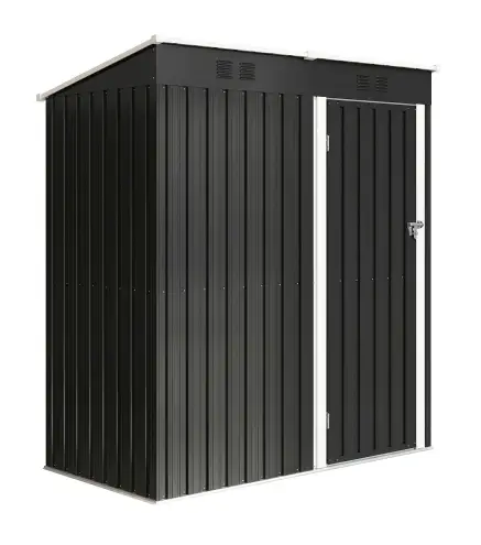 Cobertizo de Jardín Exterior 1,37 m² 163x90x179 cm con Puerta con Pestillo y Ranuras de Ventilación Gris Oscuro