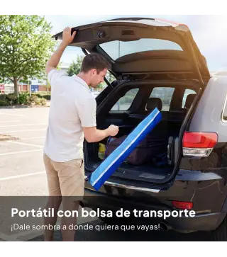 Sombrilla de Playa con Mesa Plegable y Portavasos Ø198 cm Altura Ajustable Inclinación Bolsa de Transporte Multicolor