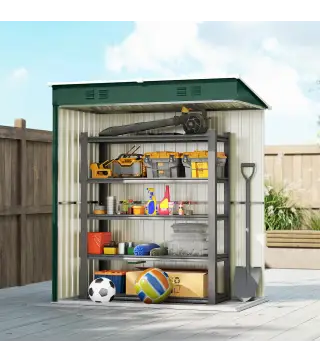 Cobertizo de Jardín Exterior 1,37 m² 163x90x179 cm con Puerta con Pestillo y Ranuras de Ventilación Verde