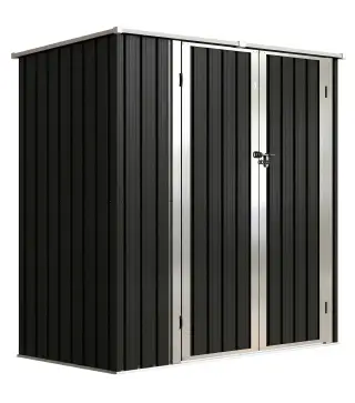 Cobertizo de Jardín Exterior Metálico 1,37 m² 163x89x163 cm con Techo Inclinado, Puertas con Pestillo y Guantes Gris