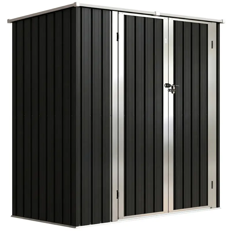 Cobertizo de Jardín Exterior Metálico 1,37 m² 163x89x163 cm con Techo Inclinado, Puertas con Pestillo y Guantes Gris