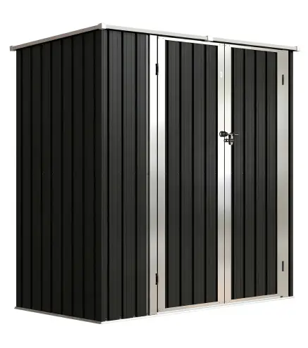 Cobertizo de Jardín Exterior Metálico 1,37 m² 163x89x163 cm con Techo Inclinado, Puertas con Pestillo y Guantes Gris