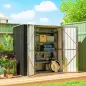 Cobertizo de Jardín Exterior Metálico 1,37 m² 163x89x163 cm con Techo Inclinado, Puertas con Pestillo y Guantes Gris
