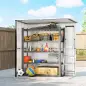 Cobertizo de Jardín Exterior Metálico 1,37 m² 163x89x163 cm con Techo Inclinado, Puertas con Pestillo y Guantes Gris